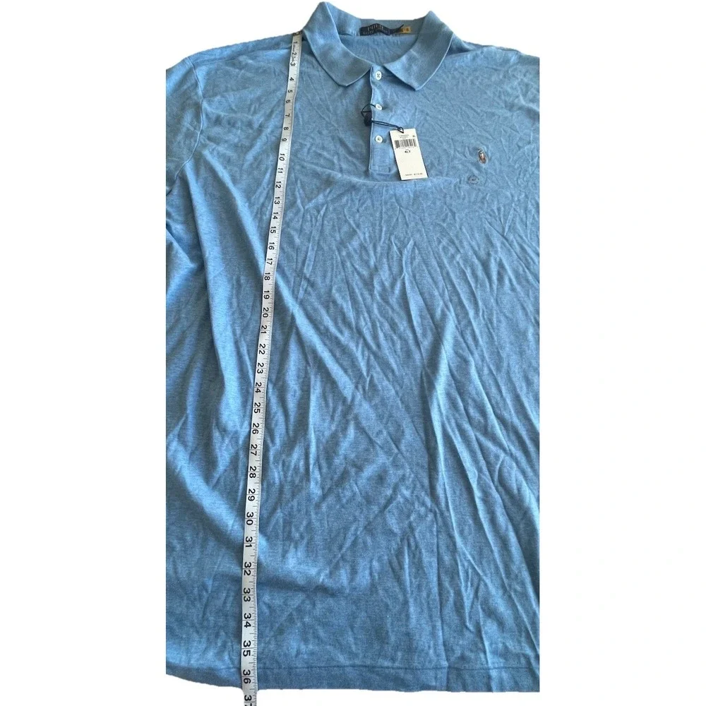 Polo Ralph Lauren Polo Shirt Mens 4LT Blue‎ Big And Tall Flesh Pony Cotton